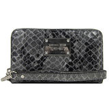 MICHAEL KORS 鐵牌蟒蛇紋拉鍊多功能手拿包(灰)