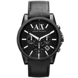 A/X Armani Exchange 時尚三眼計時腕錶-黑/44mm AX2098