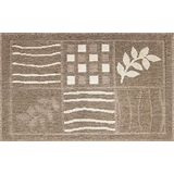 【范登伯格】棕格-亞麻風纖維踏墊-插畫-內附止滑網(60x90cm)