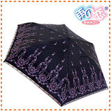 ▲日本雨之戀▲福懋降溫5℃晶鑽膠自動傘小花蕾絲〈夜黑膠內膚〉遮陽傘/雨傘/雨具/晴雨傘/專櫃傘▲