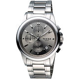 VOGUE 嶄新系列三眼計時腕錶-銀灰 9V1407-251S-S