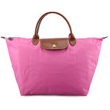 Longchamp 短提把中型水餃包-泡泡粉色