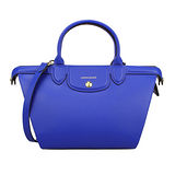 Longchamp 新款Heritage防刮皮革手提斜背二用包-藍色
