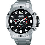ALBA Active 即動傳說 計時藍寶石鏡面腕錶(銀_45mm) VD53-X218D