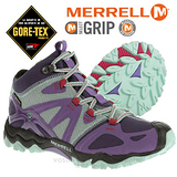 【美國 MERRELL】女新款 Grossbow Sport Mid Gore-Tex專業防水透氣中筒登山健行鞋.抗菌防臭味,排汗.避震_紫/淺藍 J65152