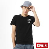 EDWIN 貼布繡花配色T恤-男-黑色