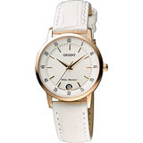 ORIENT 東方錶 SLIM系列城市時尚石英女錶-米x玫瑰金框/31mm FUNG6002W