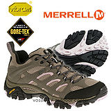【美國 MERRELL】女新款 Moab GORE-TEX XCR 專業防水透氣低筒登山健行鞋_灰褐/粉 ML65316