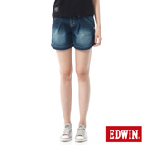 EDWIN MISS打摺牛仔短褲-女-原藍磨
