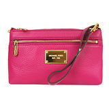 MICHAEL KORS JET SET ITEM荔枝紋全皮手提掛小包(桃紅)