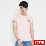 EDWIN 網路限定 基本LOGO短袖T恤-男-淺粉紅