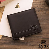 Lynx - 山貓簡約品味真皮款8卡1照短夾-咖