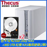 Thecus 色卡司 N2560 2Bay NAS+WD 3TB NAS碟*2(WD30EFRX)