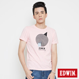 EDWIN 網路限定 幾何圓形短袖T恤-男-淺粉紅