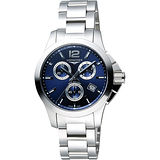 LONGINES 浪琴 Conquest 征服者300米潛水計時腕錶-藍/36mm L33794966