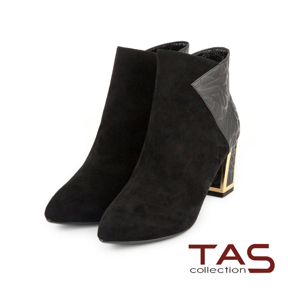 TAS
麂皮金屬粗跟短靴