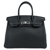 HERMES 愛馬仕BIRKIN TC牛皮柏金包(30CM/黑89/銀釦)