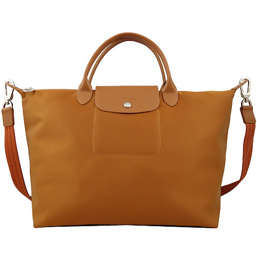LONGCHAMP Le Pliage 系列短提把肩背水餃包(中/黃)