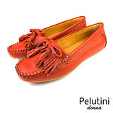 【Pelutini】donna淺口流蘇豆豆鞋 紅棕(9046W-DBR)