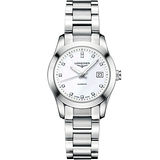 LONGINES 浪琴 Conquest 系列真鑽機械女錶-珍珠貝x銀/29.5mm L22854876