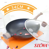 【西華SILWA】黑曜鑽不沾炒鍋(含蓋) 34cm