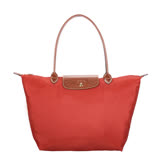 Longchamp 長提把大型水餃包-磚紅色