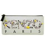 KENZO 仙人掌塗鴉皮革大手拿包(灰)