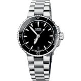 Oris豪利時 Aquis 時間之海潛水機械錶-黑/36mm 0173376524154-0781801P