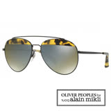 【alain mikli × Oliver Peoples 聯名款】法式巴黎 金屬雙樑眉框飛行員造型太陽眼鏡 - 深玳瑁 AL4004-007