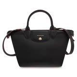 Longchamp Heritage 防刮皮革手提斜背小型二用包-黑色