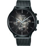 ALBA雅柏 ACTIVE 日系計時米蘭帶手錶-灰x鍍黑/44mm VD53-X271SD(AT3B77X1)
