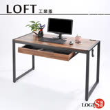 LOGIS邏爵-耐磨PVC防潑水工業風桌面附插座工作桌辦公桌 電腦桌 餐桌(長128x寬60x高77公分) 【MK-128】