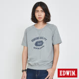 EDWIN 復古大學衛衣短袖T恤-男-麻灰