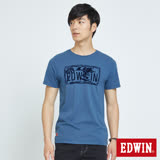 EDWIN 衝浪植絨基本短袖T恤-男-灰藍色