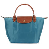 Longchamp 短提把小型水餃包-孔雀色