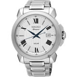 SEIKO精工 Premier 羅馬太陽能紳士手錶-銀/42mm V157-0BZ0S(SNE453J1)