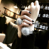【PS Mall】韓版秋冬水晶水貂毛球系列手鐲戒指 珍珠鑲鑽手環 (G2377)