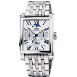 ORIS Rectangular 月相經典機械錶-白/33x46mm 0158176584071-0782382