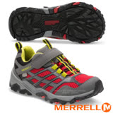 【美國 MERRELL】童 Moab Low A/C Waterproof 多功能兒童防潑水透氣運動鞋.跑步鞋/GRIP耐磨抓地鞋底.Dry 防水結構/ML57966 紅灰