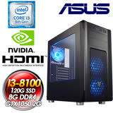 華碩Z370平台【噬魂行者】Intel i3-8100 四核心 GTX1050-2G 電競獨顯 120G SSD + 1TB HDD 8G D4 500W INTEL最新第八代I3釋放四核效能電玩主機