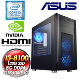 華碩Z370平台【噬魂鬥神】Intel i3-8100 四核心 GTX1060-3G 電競顯卡 120G SSD + 1TB HDD 8G D4 500W INTEL最新八代I3四核效能電競主機