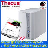 Thecus 色卡司 N2560 2Bay NAS+ 希捷 那嘶狼 4TB NAS碟 * 2(ST4000VN008)