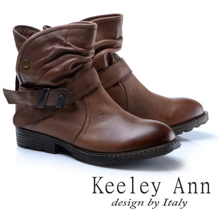 Keeley Ann個性真皮短靴