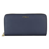 FURLA BABYLON系列金字LOGO牛皮拉鍊長夾(海軍藍)