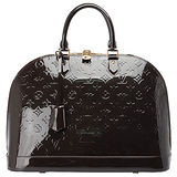 LV M91449 Monogram Vernis Alma MM漆皮拉鍊手提包(大-咖啡色)