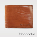 【Crocodile】條紋澀皮系列拉鍊雙鈔短夾 0103-08503-02