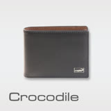 Crocodile鱷魚皮夾真皮短夾男夾皮包-上翻固定0103-07803-01黑