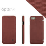 Optima iPhone7/8 側掀站立型皮套 針織系列 咖啡紅