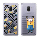 官方正版授權 Minions小小兵 三星 Samsung Galaxy A8(2018) SM-A530 空壓安全手機殼(黑字.筆記本) 保護殼