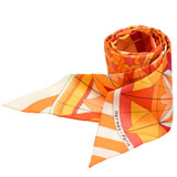 HERMES 愛馬仕Rose de Compas萬花筒圖騰造型Twilly絲巾(橘-一組兩條)
